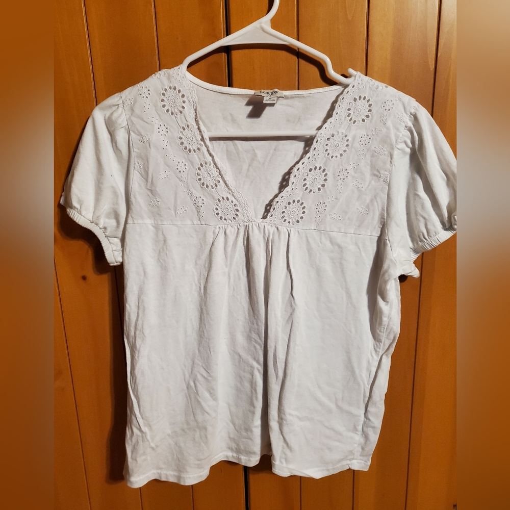 JCrew white eyelet short sleeve tee